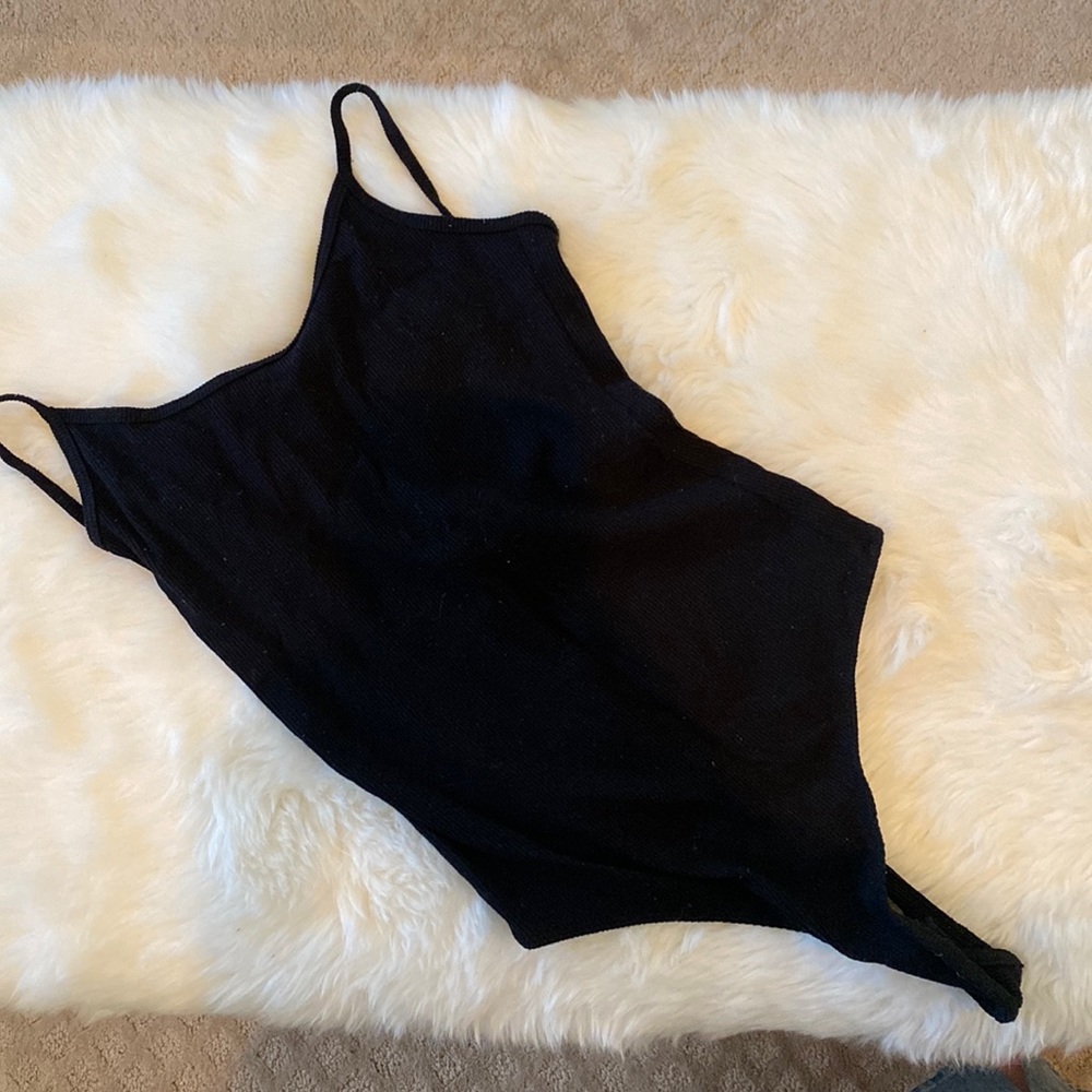 BRANDY MELVILLE RIBBED BLACK LEOTARD